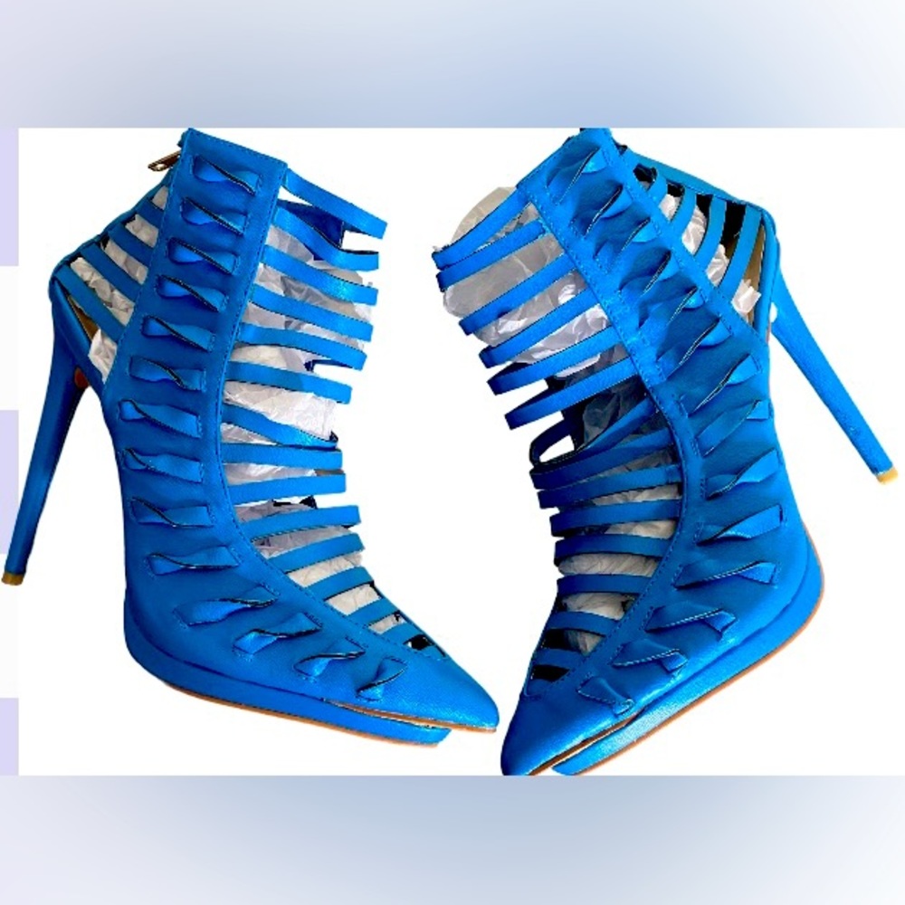 First Love By Penny Loves Kenny Blue Cage Heel Sandals Size 7.5